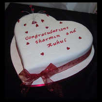Heart with Red Ribbon Cake