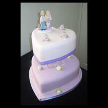 Two Tier Hearts with Lilac Roses Cake