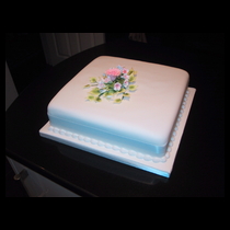 One Tier With Pink Flowers Cake
