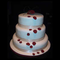 Three Tier Red Rose and Petals Cake