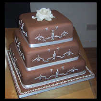 Three Tier Brown with White Rose Cake