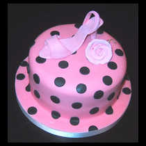 Pink Shoe Black Polka-Dots Cake