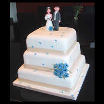 Three Tier Blue Flowers Cake