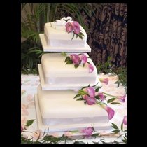 Three Tier White with Purple Lillies Cake